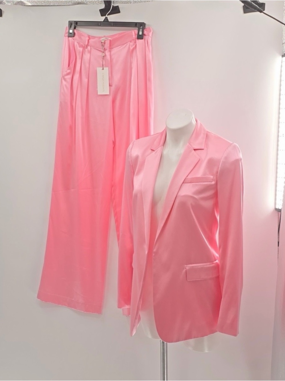 LoveShackFancy Pink Silk Suit